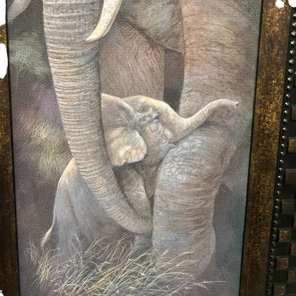 "Protective Care" by Ruane Manning – Framed Elephant & Calf Art Print - Picture 6 of 7